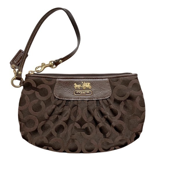 Coach brown op c large madison wristlet bag - Picture 1 of 8